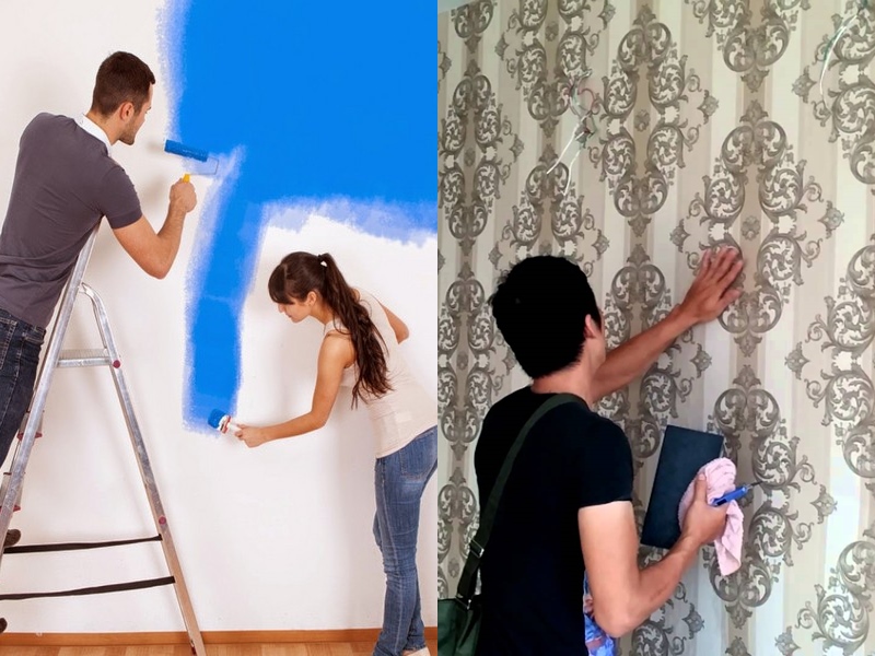 dùng giấy dán tường có cần sơn không